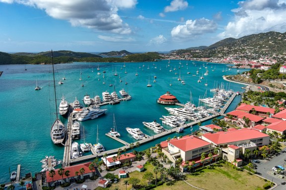 Several Yachts docked at Yacht Haven Marina USVI